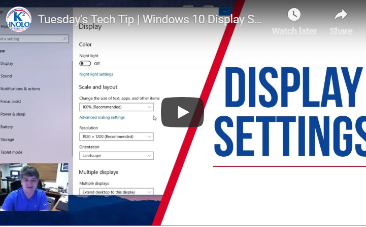 K² Technologies Recommends Optimizing Windows 10 Display Settings